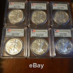 2014 American Eagle Silver Dollar MS69 First Strike PCGS LOT of 6 READ