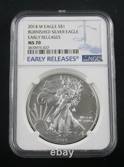 2014 W Burnished American Silver Eagle Ngc Ms 70 Early Releases