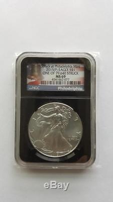 2015 $1 (P) American Silver Eagle NGC MS69 Struck at Philadelphia 1 of 79,640