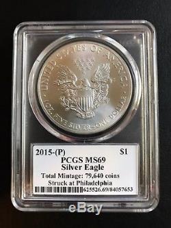 2015-P $1 Silver American Eagle MS69 John Mercanti Signature PCGS RARE