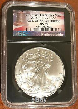2015 P $1 Silver American Eagle Ms69 1 Of 79,640 Struck