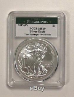 2015 (P) 1 oz American Silver Eagle Coin PCGS MS69