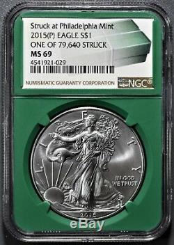 2015(P) AMERICAN SILVER EAGLE One of 79,640 Struck Philadelphia NGC MS69 A8379