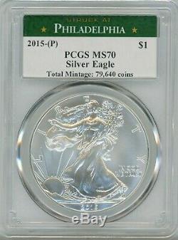 2015(P) American Eagle Silver $1, MS 70 Struck at Philadelphia PCGS