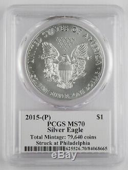 2015 P American Eagle Struck at Philadelphia 1 Oz Silver Coin PCGS MS70 Mercanti