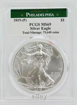 2015-P American Silver Eagle 1 oz PCGS MS69 $1 Philadelphia Low Mint JC845