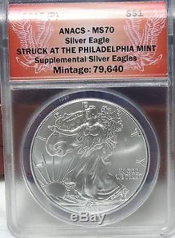 2015 (P) American Silver Eagle ANACS MS-70 Philadelphia Label SUPER RARE