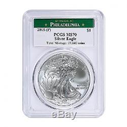 2015 (P) American Silver Eagle PCGS MS-70 Philadelphia Label RARE