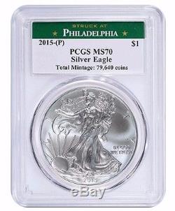 2015 (P) American Silver Eagle PCGS MS-70 Philadelphia Label RARE