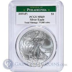 2015 P American Silver Eagle PCGS MS69 1 of 79,640 Minted. PCGS Population 457