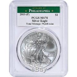 2015 P American silver Eagle PCGS MS70 Mintage Of Only 79,640