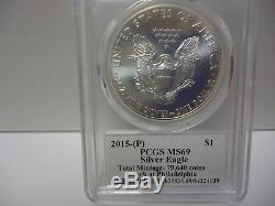 2015 P MercantiAmerican Silver Eagle PCGS MS69 Struck Philadelphia 1 of 79,640