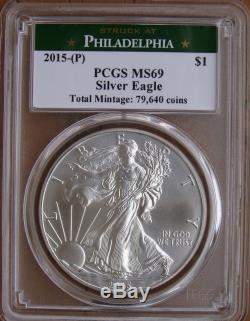 2015-P (P) American Silver Eagle ASE PCGS MS 69 Only 79,640 Minted