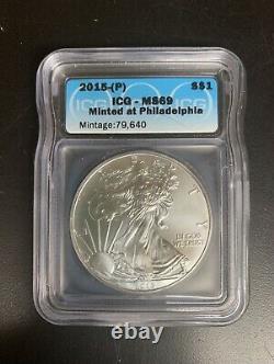 2015-P Silver American Eagle ICG MS69 (Philadelphia) Less than 80,000