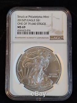 2015 P Silver American Eagle MS-69 NGC Philadelphia 1 of 79,640 FastFreeShipping
