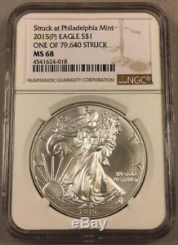 2015 (P) Silver American Eagle NGC MS68 -Minted in Philadelphia One of 79,640