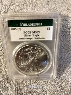 2015 (P) Silver American Eagle PCGS MS-69 RARE Philadelphia Label 1 OF 79640 MAD