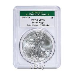 2015 (P) US Mint $1 American Silver Eagle Coin PCGS MS-70 Philadelphia Label
