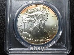 2015 PCGS MS70 Silver Eagle -Rare Flag label, Rarer Toned MS70! Beautiful Orange