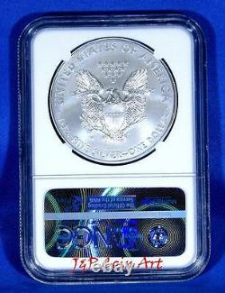 2015-W Burnished $1 Silver Eagle NGC MS70 First Day of Issue With Box & Coa