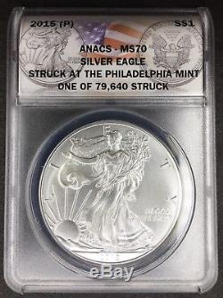 2015 (p) American Silver Eagle Anacs Ms70