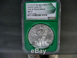 2015 (p) silver American eagle NGC MS 69 Struck at Philadelphia Mint