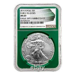 2016 $1 American Silver Eagle MS69 NGC Early Releases Green Holder