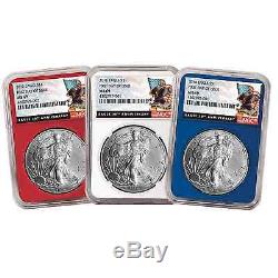 2016 $1 American Silver Eagle NGC MS69 FDI 3pc Red, White, and Blue
