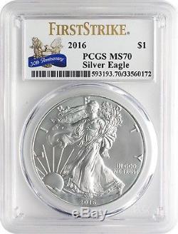 2016 $1 American Silver Eagle PCGS MS70 FS 30th Ann. Eagle Label Box of 20