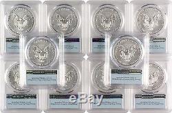 2016 $1 American Silver Eagle PCGS MS70 First Strike Flag Label Lot of 10