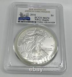 2016 $1 PCGS American Silver Eagle Dollar MS70 Lot Of 3