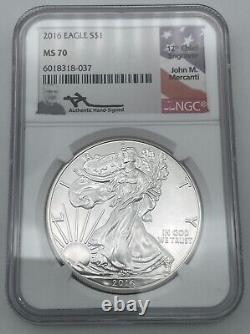 2016 American Silver Eagle Mercanti Hand Signed Flag Ngc Ms70