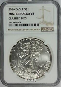 2016 American Silver Eagle Rare Clashed Dies NGC MS-68
