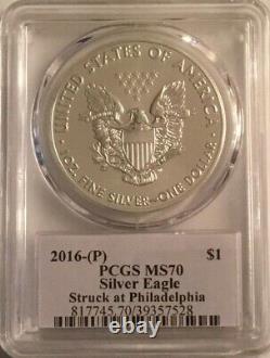 2016 (P) $1 American Silver Eagle 1oz PCGS MS70 Thomas Cleveland Native