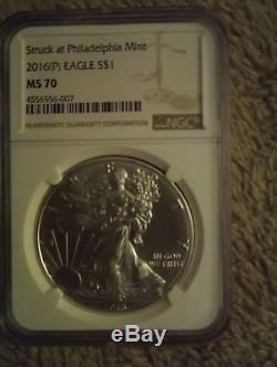 2016 (P) $1 American Silver Eagle NGC MS70 Brown Label. This coin is very rare