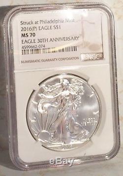 2016 (P) American Silver Eagle NGC MS70 Struck at Philadelphia Hard to Find RARE