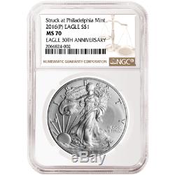 2016 (P) (W) (S) 3pc. Set $1 American Silver Eagle NGC MS70 Brown Label