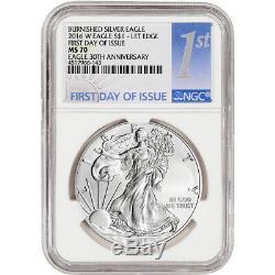 2016-W American Silver Eagle Burnished NGC MS70 First Day Issue 1st Label