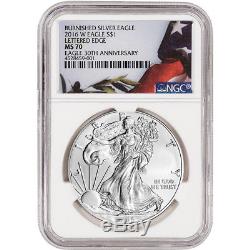 2016-W American Silver Eagle Burnished NGC MS70 Flag Label