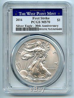 2016-(W) American Silver Eagle Dollar PCGS MS70 Coin West Point Label ASE FS