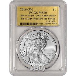2016-(W) American Silver Eagle PCGS MS70 First Day WP Strike Gold Foil Label