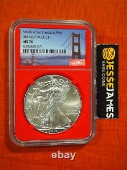 2016 (s) $1 American Silver Eagle Ngc Ms70 Struck At San Francisco Bridge Label