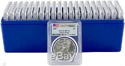 2017 $1 American Silver Eagle PCGS MS70 First Strike Blue Flag Label Box of 20