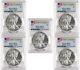 2017 $1 American Silver Eagle PCGS MS70 First Strike Blue Flag Label Lot of 5