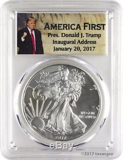 2017 $1 American Silver Eagle PCGS MS70 First Strike Donald Trump Box of 20