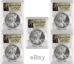2017 $1 American Silver Eagle PCGS MS70 First Strike Donald Trump Lot of 5