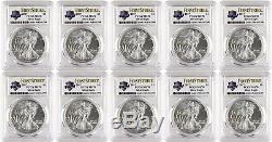 2017 $1 American Silver Eagle PCGS MS70 First Strike US Mint 225 Years-Lot of 10