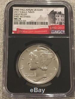 2017 1 Oz. Palladium High Relief American Eagle, NGC MS70 First Releases