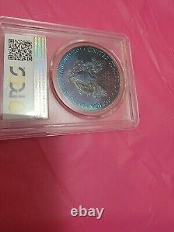 2017 AMERICAN SILVER EAGLE PCGS MS68 DEEP Turquoise to Blue to Purple Toning