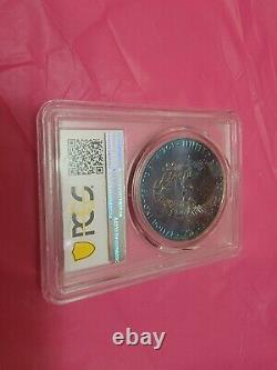 2017 AMERICAN SILVER EAGLE PCGS MS68 DEEP Turquoise to Blue to Purple Toning